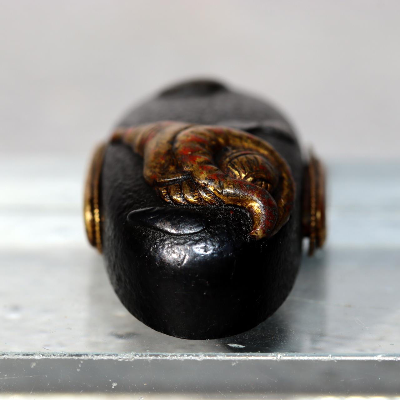 Japanese Edo Period Sword Fitting Kashira Bronze Shell Design Tsuba Part VG4064