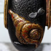Japanese Edo Period Sword Fitting Kashira Bronze Shell Design Tsuba Part VG4067