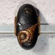 Japanese Edo Period Sword Fitting Kashira Bronze Shell Design Tsuba Part VG4060