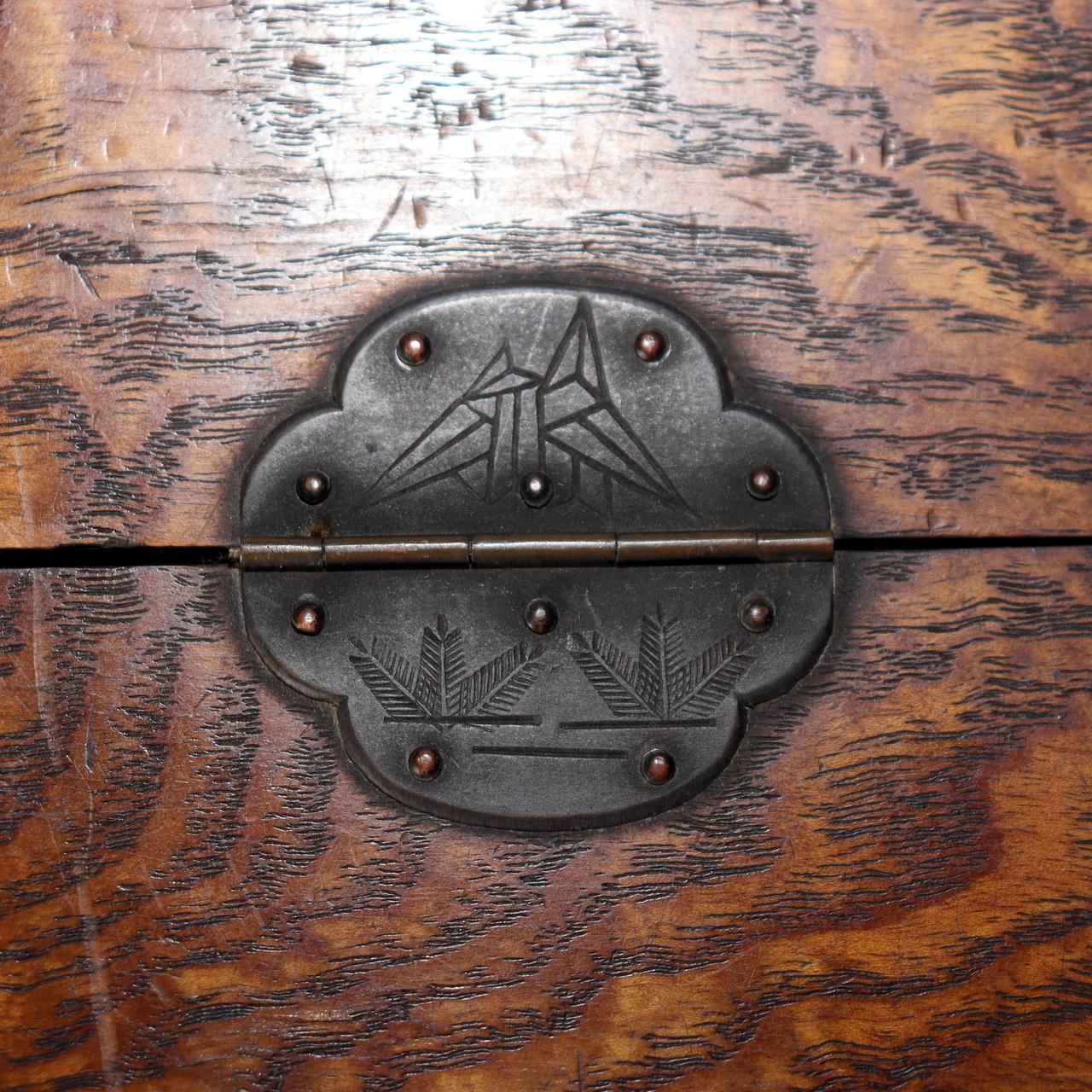 Japanese Wooden Sewing Box Tansu Chest of Drawers Keyaki Wood Vintage Haribako10