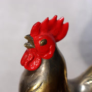 Japanese Bronze Rooster Figurine Plum Blossom Branch Ornament Signed  BOS9758