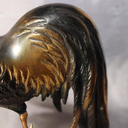 Japanese Bronze Rooster Figurine Plum Blossom Branch Ornament Signed  BOS97510