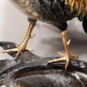 Japanese Bronze Rooster Figurine Plum Blossom Branch Ornament Signed  BOS97511