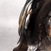 Japanese Bronze Rooster Figurine Plum Blossom Branch Ornament Signed  BOS97513