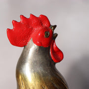 Japanese Bronze Rooster Figurine Plum Blossom Branch Ornament Signed  BOS97514