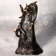 Japanese Bronze Rooster Figurine Plum Blossom Branch Ornament Signed  BOS97520