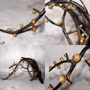 Japanese Bronze Rooster Figurine Plum Blossom Branch Ornament Signed  BOS9755