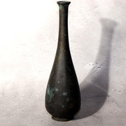 Japanese Bronze Flower Vase Long Neck Ikebana Display Vessel Patina BV6890