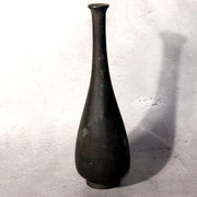 Japanese Bronze Flower Vase Long Neck Ikebana Display Vessel Patina BV6892
