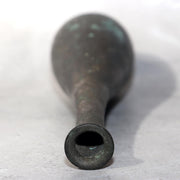 Japanese Bronze Flower Vase Long Neck Ikebana Display Vessel Patina BV6894