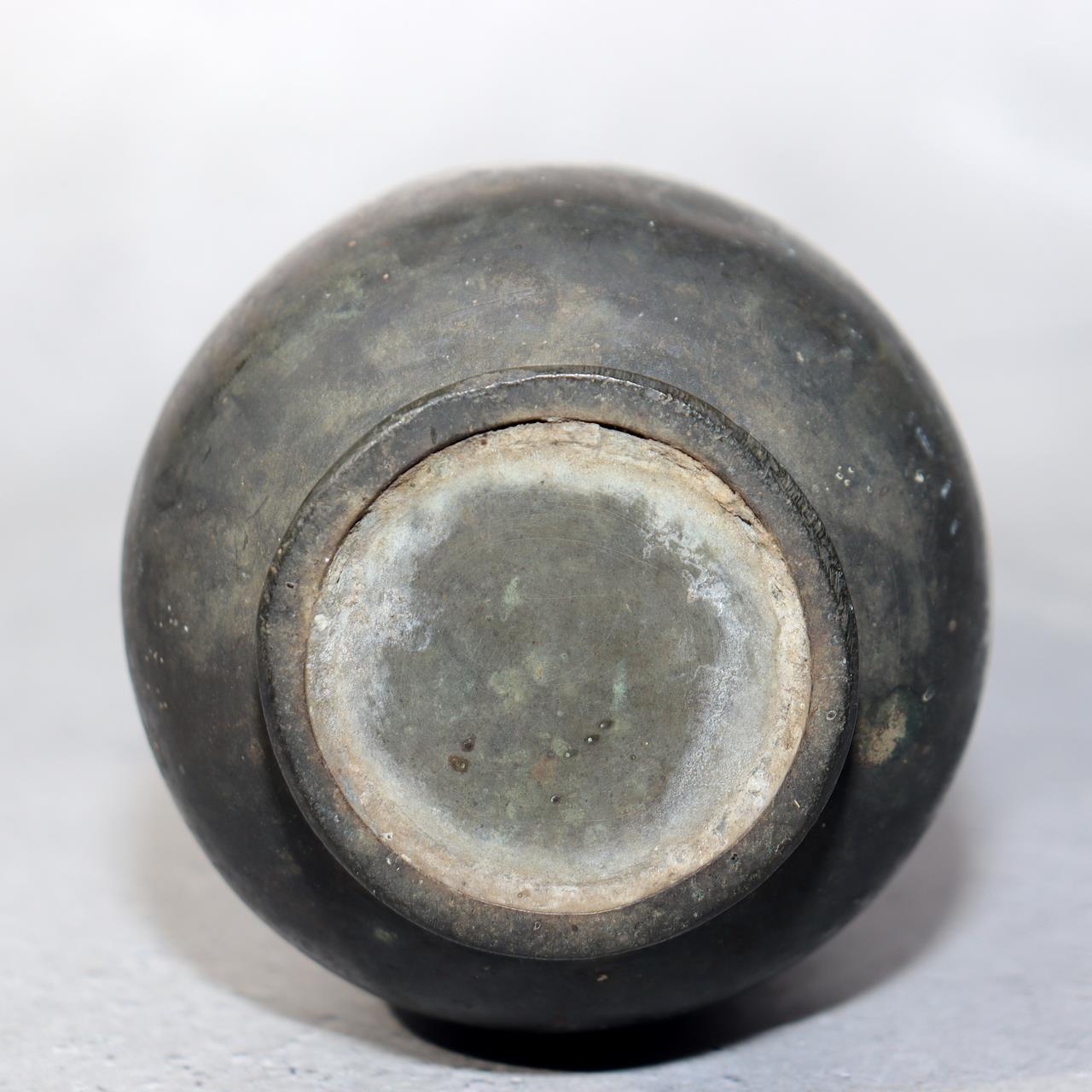 Japanese Bronze Flower Vase Long Neck Ikebana Display Vessel Patina BV6895