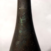 Japanese Bronze Flower Vase Long Neck Ikebana Display Vessel Patina BV68910