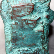 Japanese Bronze Vase Shiraishi Masayoshi Textured Green Patina with Box BV69011