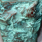 Japanese Bronze Vase Shiraishi Masayoshi Textured Green Patina with Box BV69012