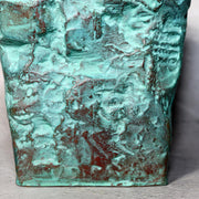 Japanese Bronze Vase Shiraishi Masayoshi Textured Green Patina with Box BV69013