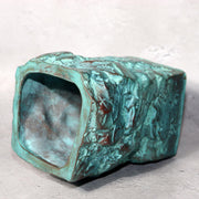 Japanese Bronze Vase Shiraishi Masayoshi Textured Green Patina with Box BV69014