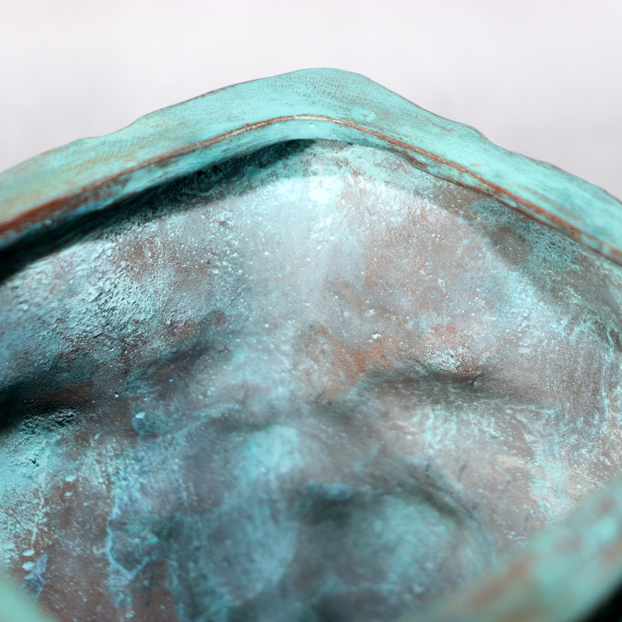 Japanese Bronze Vase Shiraishi Masayoshi Textured Green Patina with Box BV69015