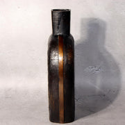 Japanese Bronze Vase Sculptural Hollow Form Signed with Wooden Box BV6914