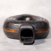 Japanese Bronze Vase Sculptural Hollow Form Signed with Wooden Box BV6915