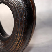 Japanese Bronze Vase Sculptural Hollow Form Signed with Wooden Box BV69114