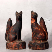 Japanese Shinto Inari Fox Statues with Wooden Zushi Shrine Edo Period Japan1
