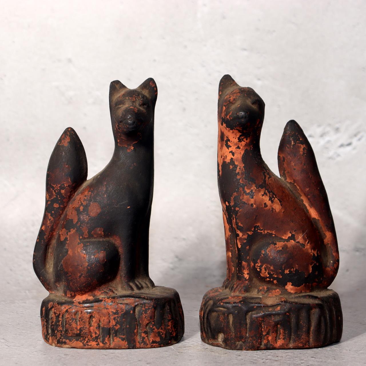 Japanese Shinto Inari Fox Statues with Wooden Zushi Shrine Edo Period Japan1