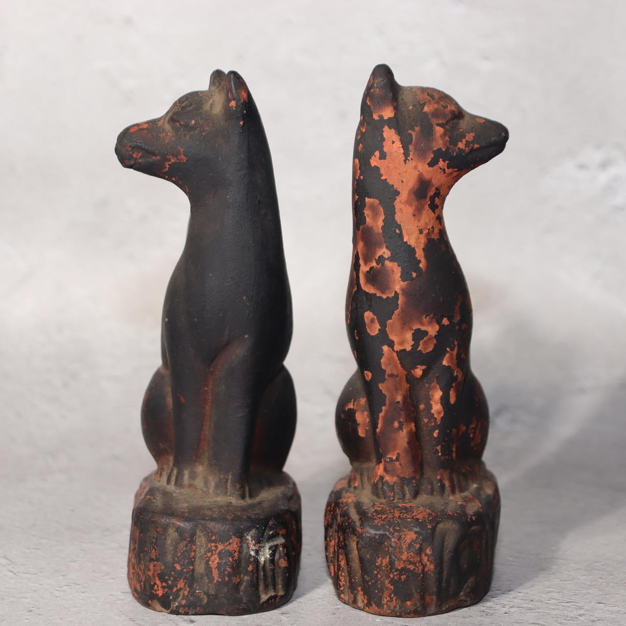 Japanese Shinto Inari Fox Statues with Wooden Zushi Shrine Edo Period Japan17