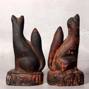 Japanese Shinto Inari Fox Statues with Wooden Zushi Shrine Edo Period Japan18