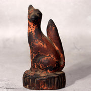 Japanese Shinto Inari Fox Statues with Wooden Zushi Shrine Edo Period Japan21