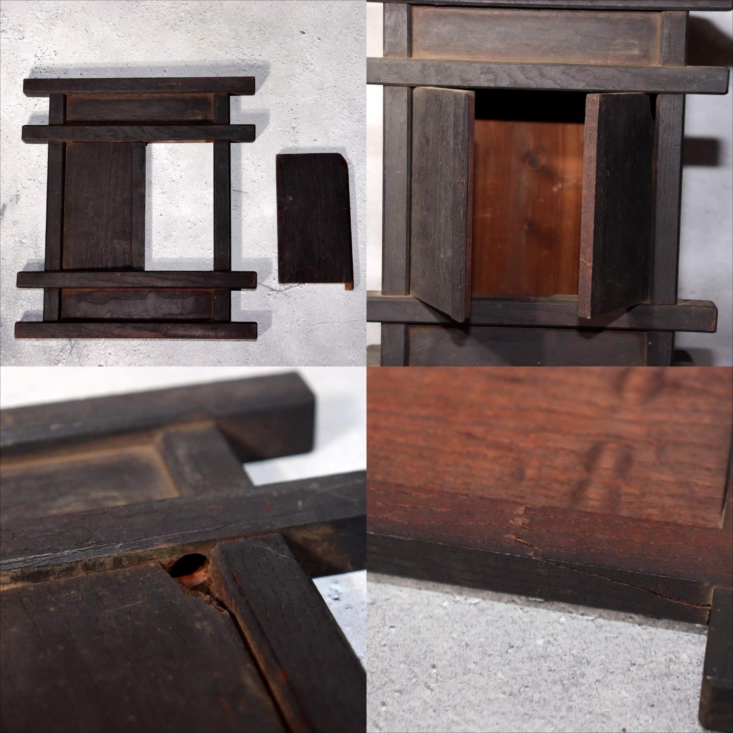 Japanese Shinto Inari Fox Statues with Wooden Zushi Shrine Edo Period Japan9