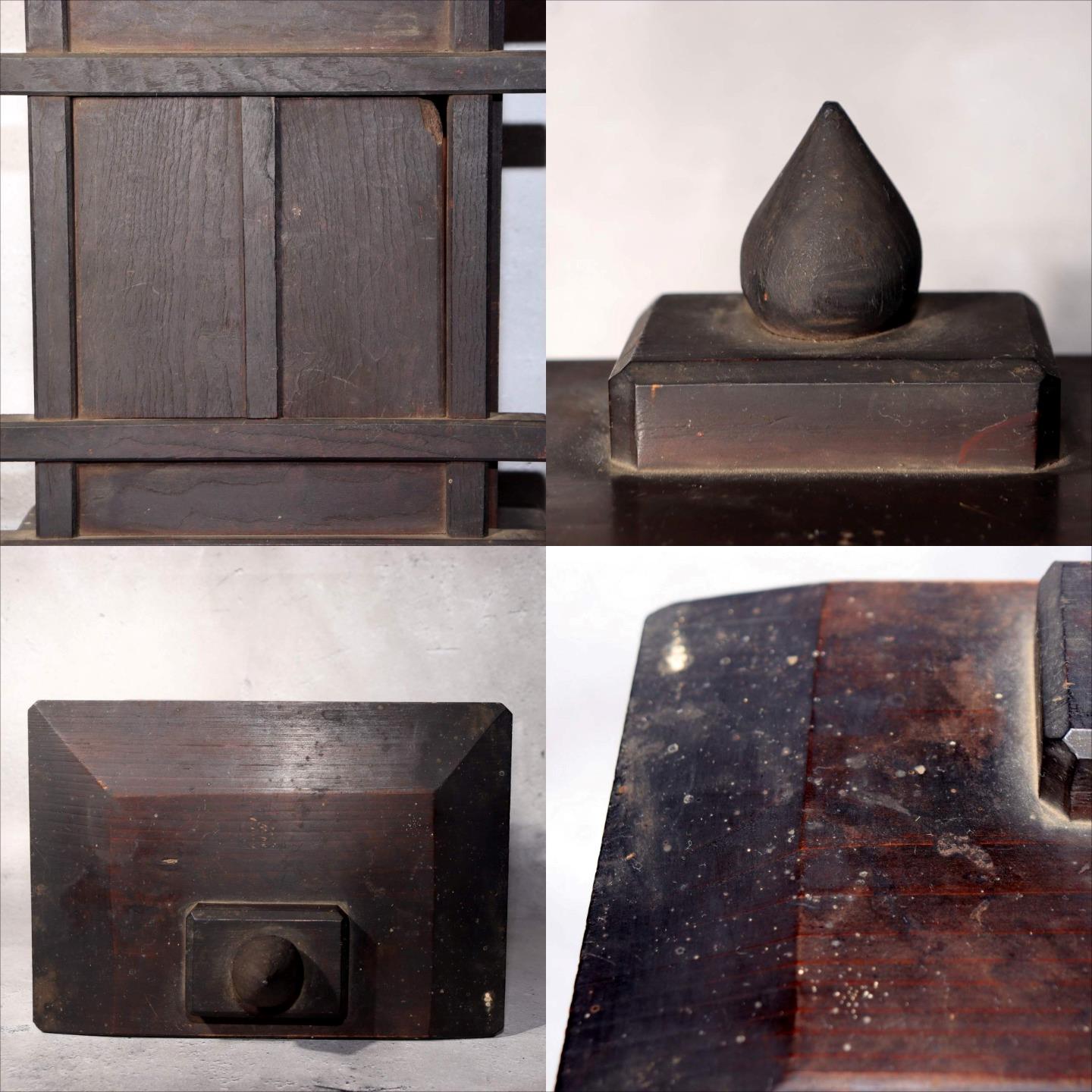 Japanese Shinto Inari Fox Statues with Wooden Zushi Shrine Edo Period Japan7