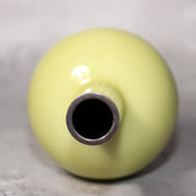 Japanese Ando Cloisonne Vase Yellow Ougyoku Glaze Silver Rim Signed w / Box2