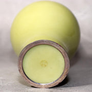 Japanese Ando Cloisonne Vase Yellow Ougyoku Glaze Silver Rim Signed w / Box3