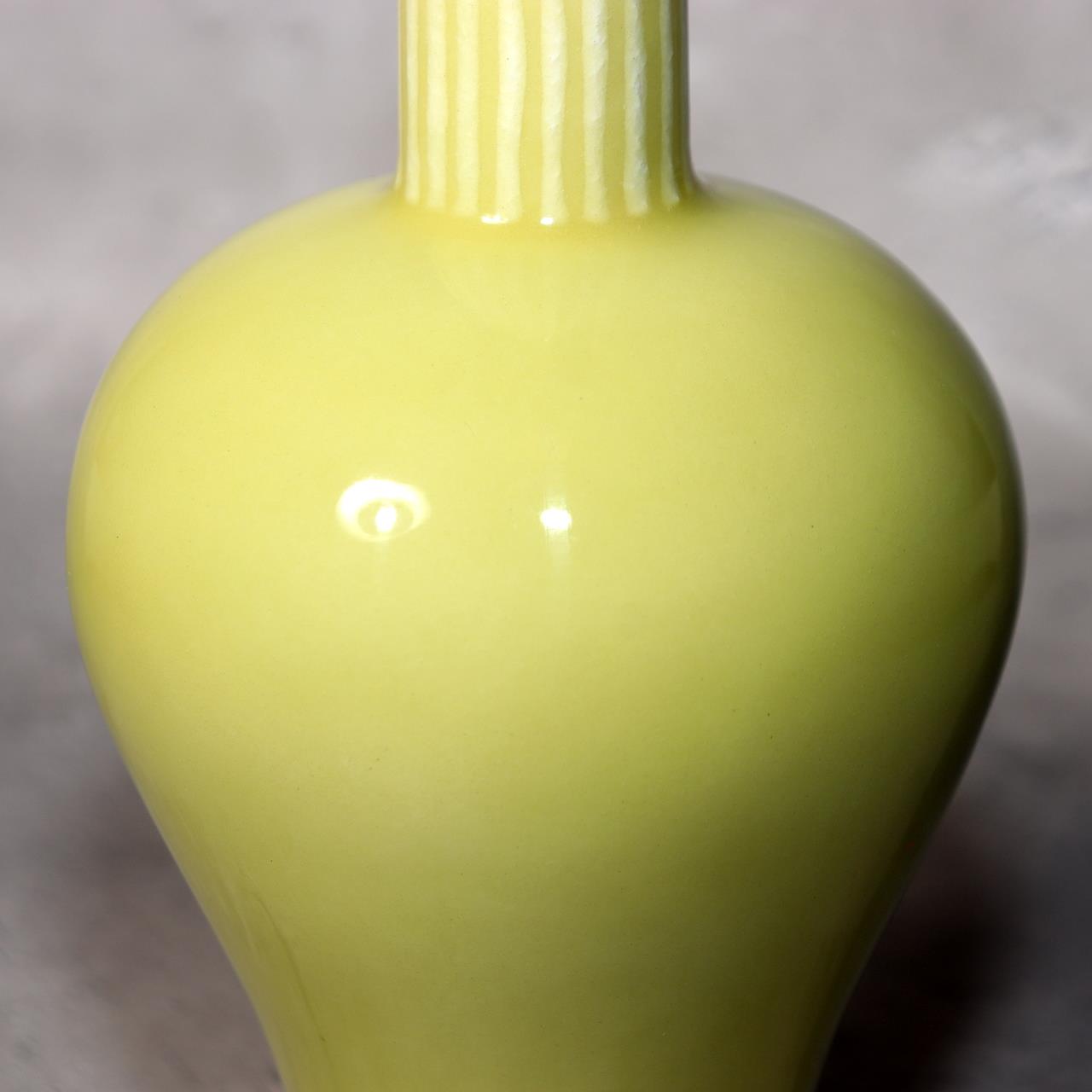 Japanese Ando Cloisonne Vase Yellow Ougyoku Glaze Silver Rim Signed w / Box6