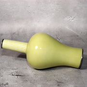 Japanese Ando Cloisonne Vase Yellow Ougyoku Glaze Silver Rim Signed w / Box11