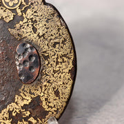 Japanese Antique Edo Iron Tsuba Kyoto Kinko Gold Inlay Fuyukiyose Sword Guard12