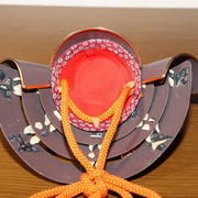 Japanese Samurai Kabuto Helmet Ornament with Stand & Black lacquer Box May Doll17