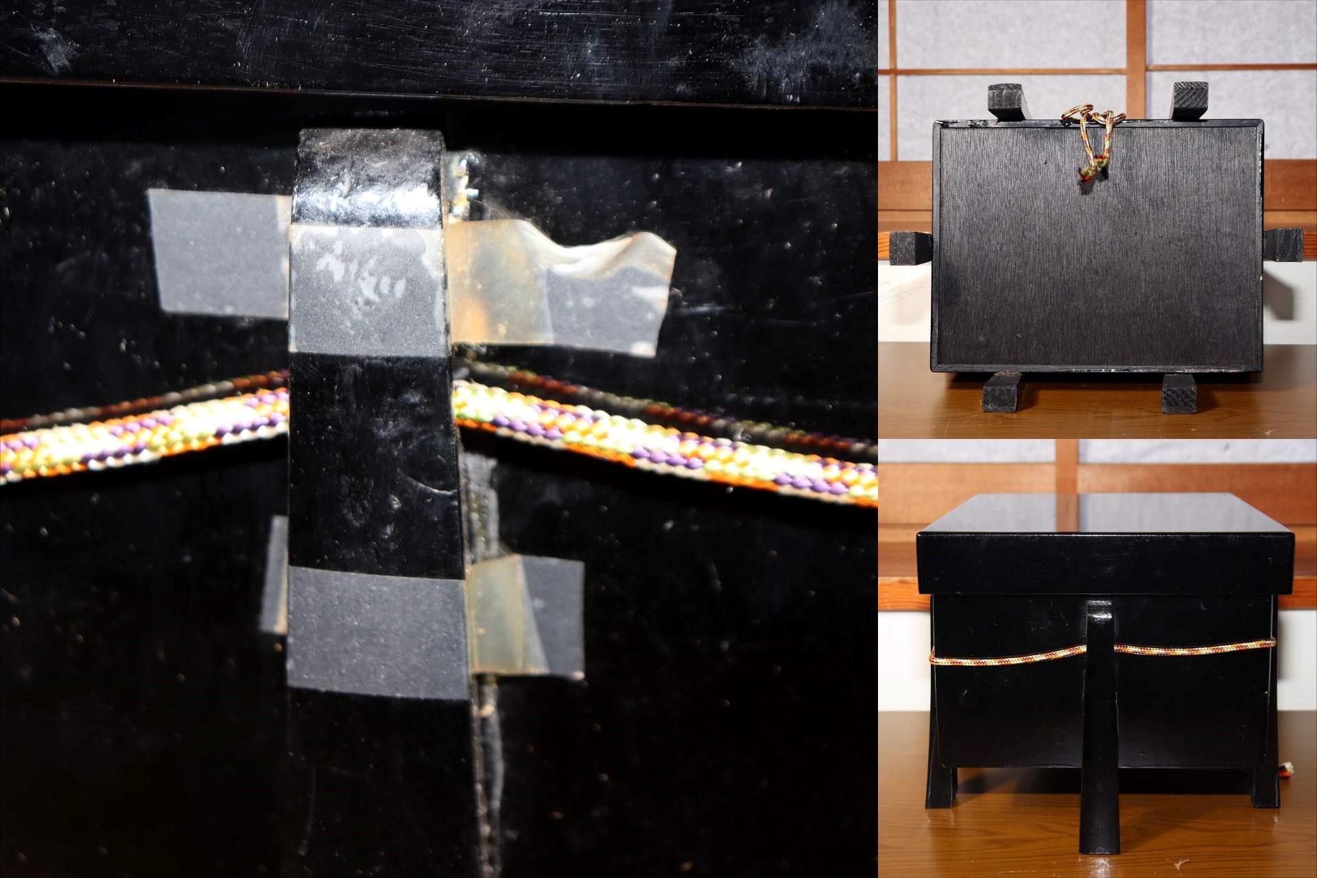 Japanese Samurai Kabuto Helmet Ornament with Stand & Black lacquer Box May Doll9