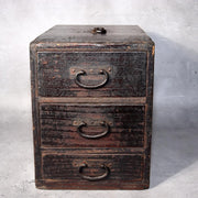 Japanese Antique wooden Kake Suzuribako inkstone box Funa Tansu drawer WBX3341