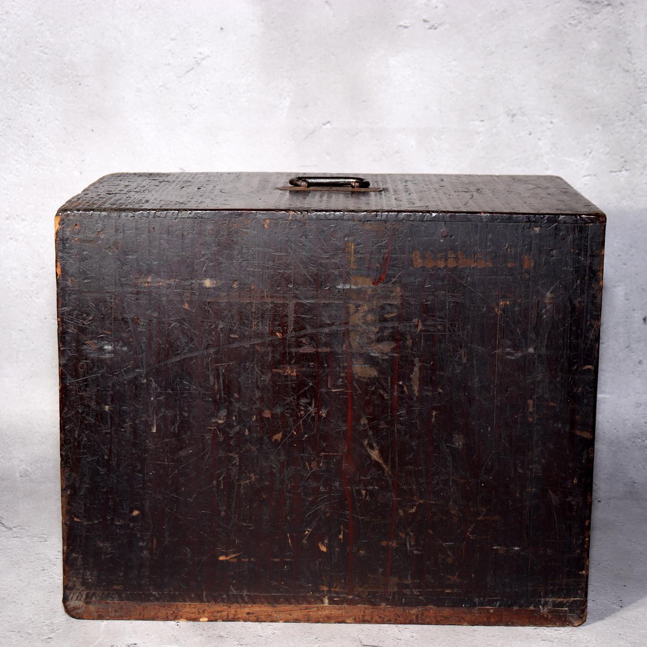 Japanese Antique wooden Kake Suzuribako inkstone box Funa Tansu drawer WBX3342