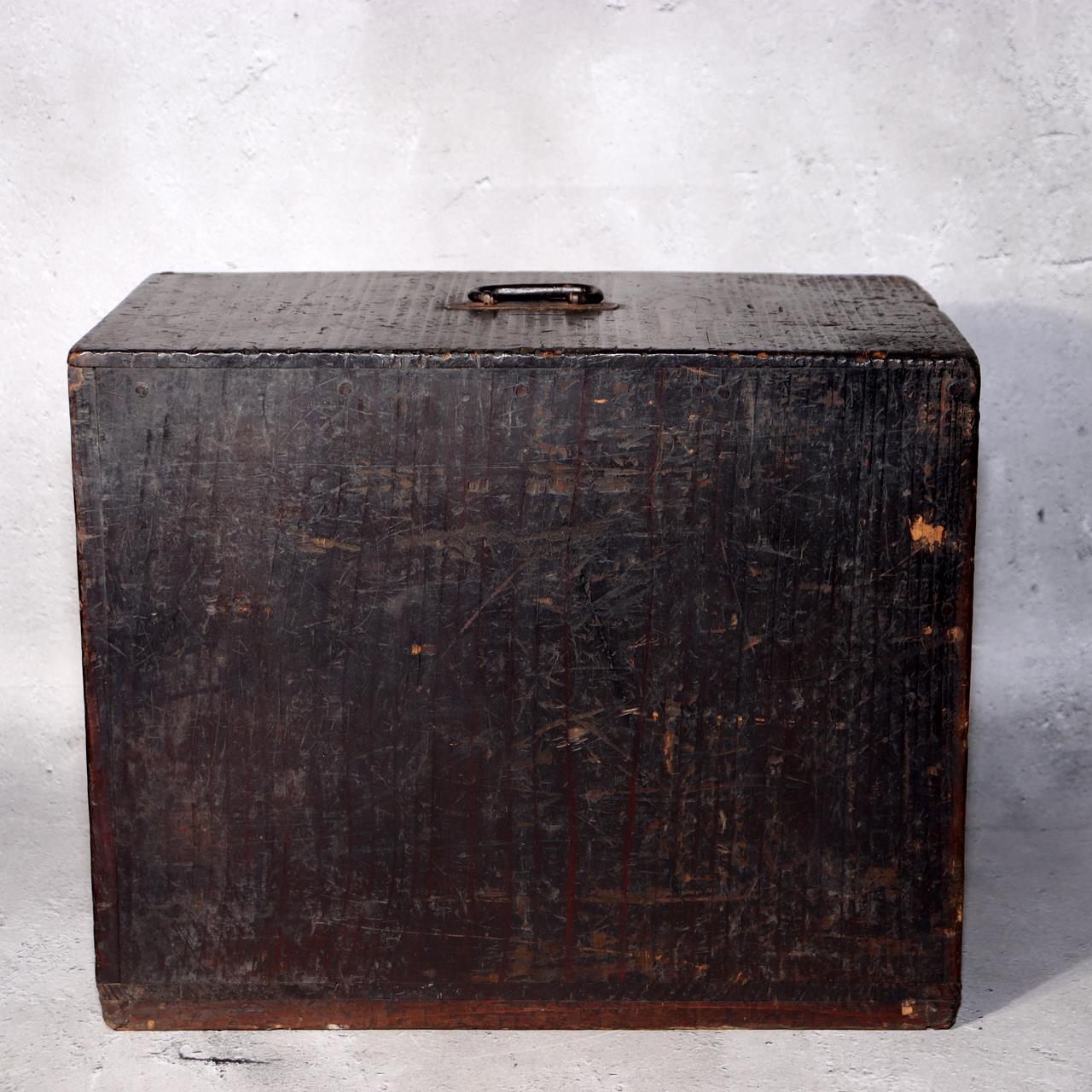 Japanese Antique wooden Kake Suzuribako inkstone box Funa Tansu drawer WBX3344