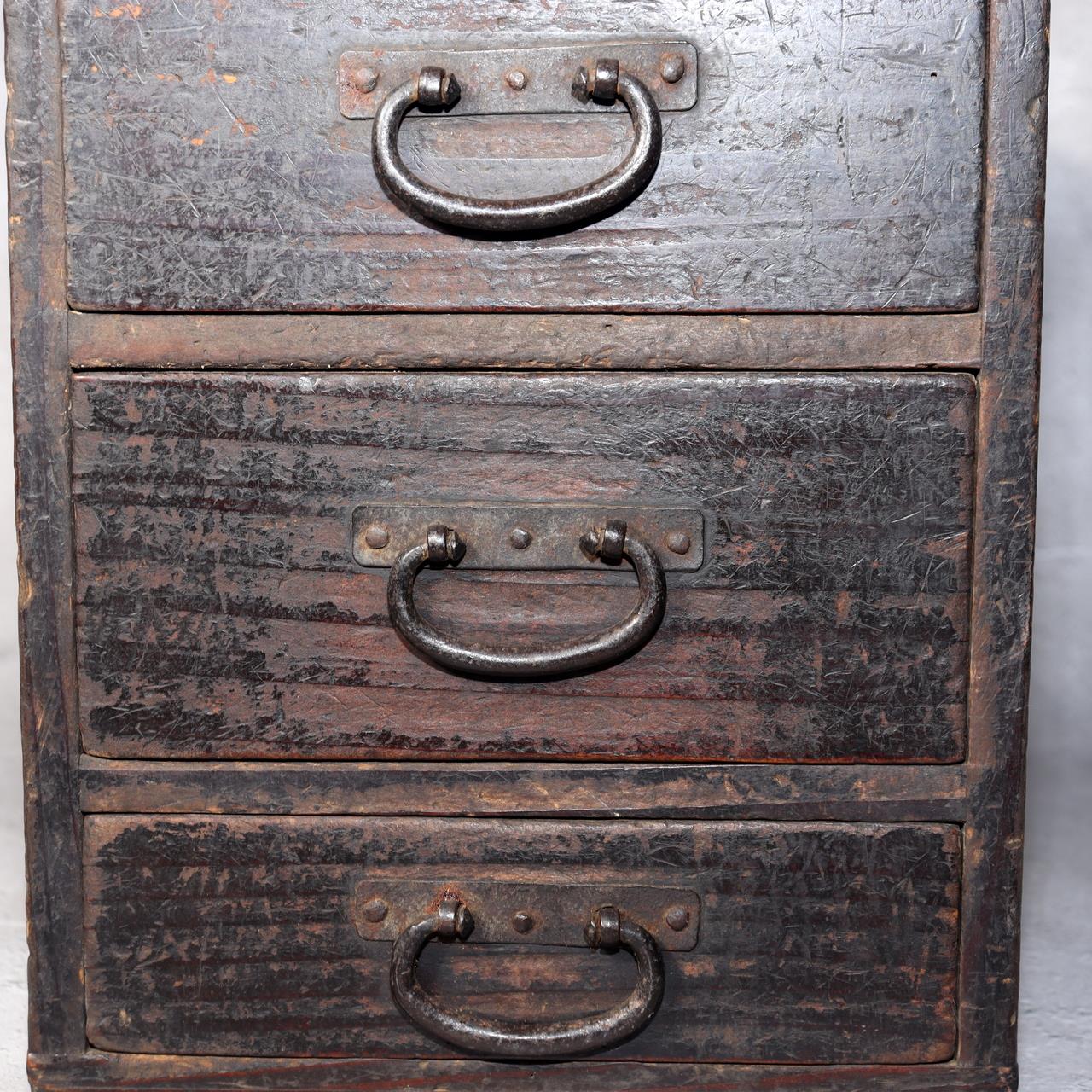 Japanese Antique wooden Kake Suzuribako inkstone box Funa Tansu drawer WBX33410