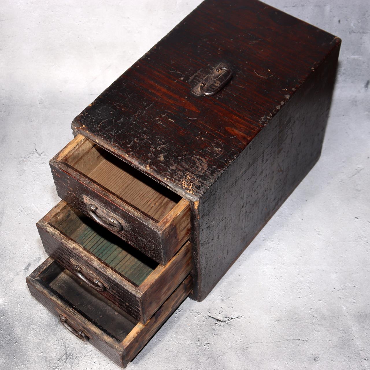 Japanese Antique wooden Kake Suzuribako inkstone box Funa Tansu drawer WBX33412