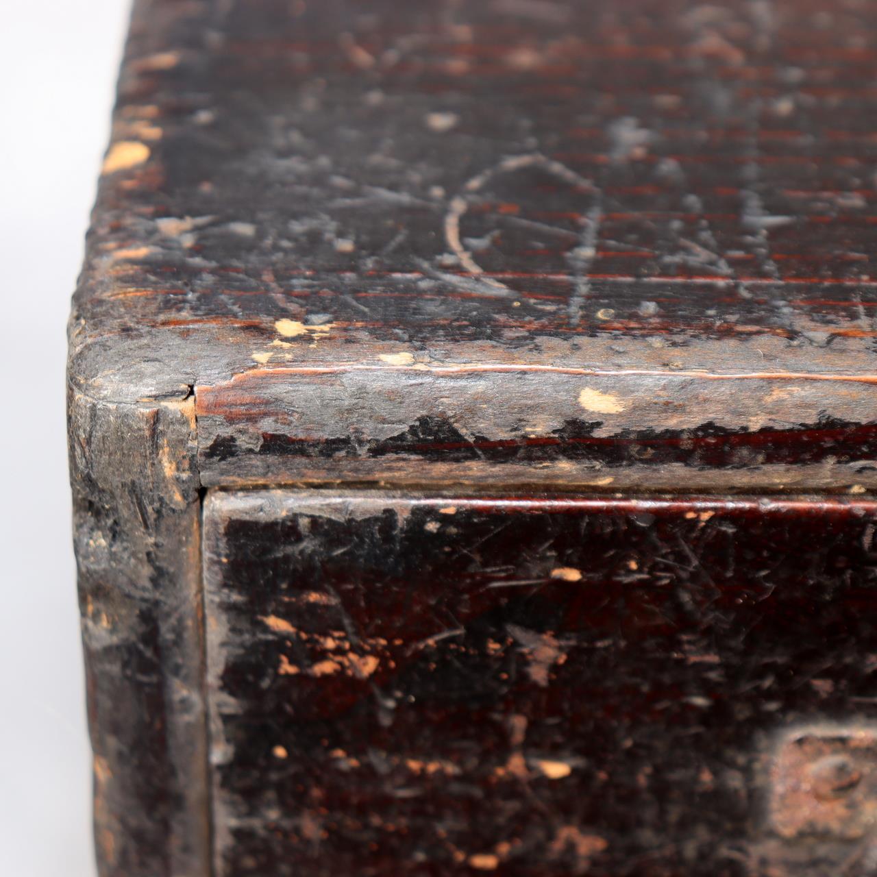 Japanese Antique wooden Kake Suzuribako inkstone box Funa Tansu drawer WBX33416