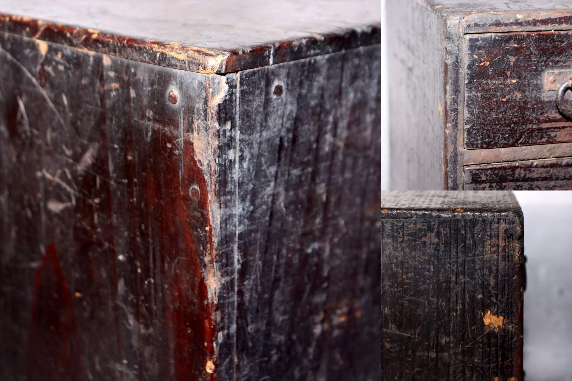 Japanese Antique wooden Kake Suzuribako inkstone box Funa Tansu drawer WBX3349