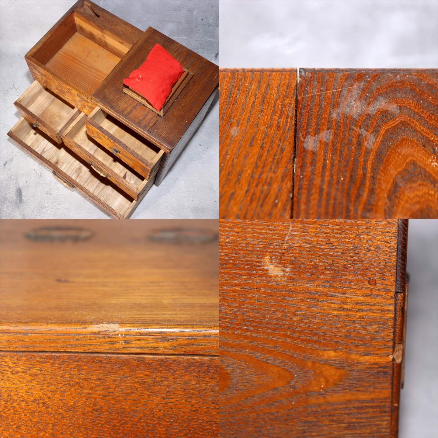 Japanese Vintage Wooden Sewing Box Haribako Tansu Chest Drawers Craft Storage8