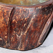 Japanese Wooden Hibachi Brazier Hand-Carved Cat, Lion, Daruma & Noh Mask WO48513