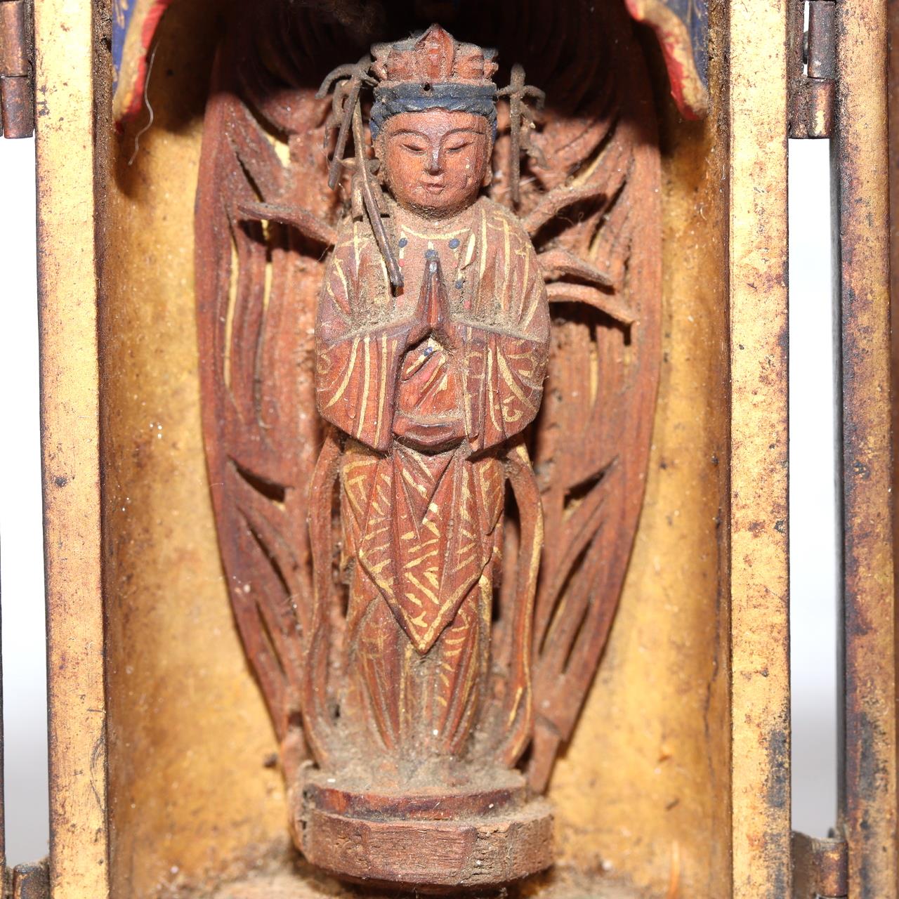 Japanese Wooden Amitabha Buddha Statue Amida Nyorai Zushi WB19812