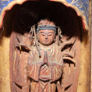 Japanese Wooden Amitabha Buddha Statue Amida Nyorai Zushi WB19813