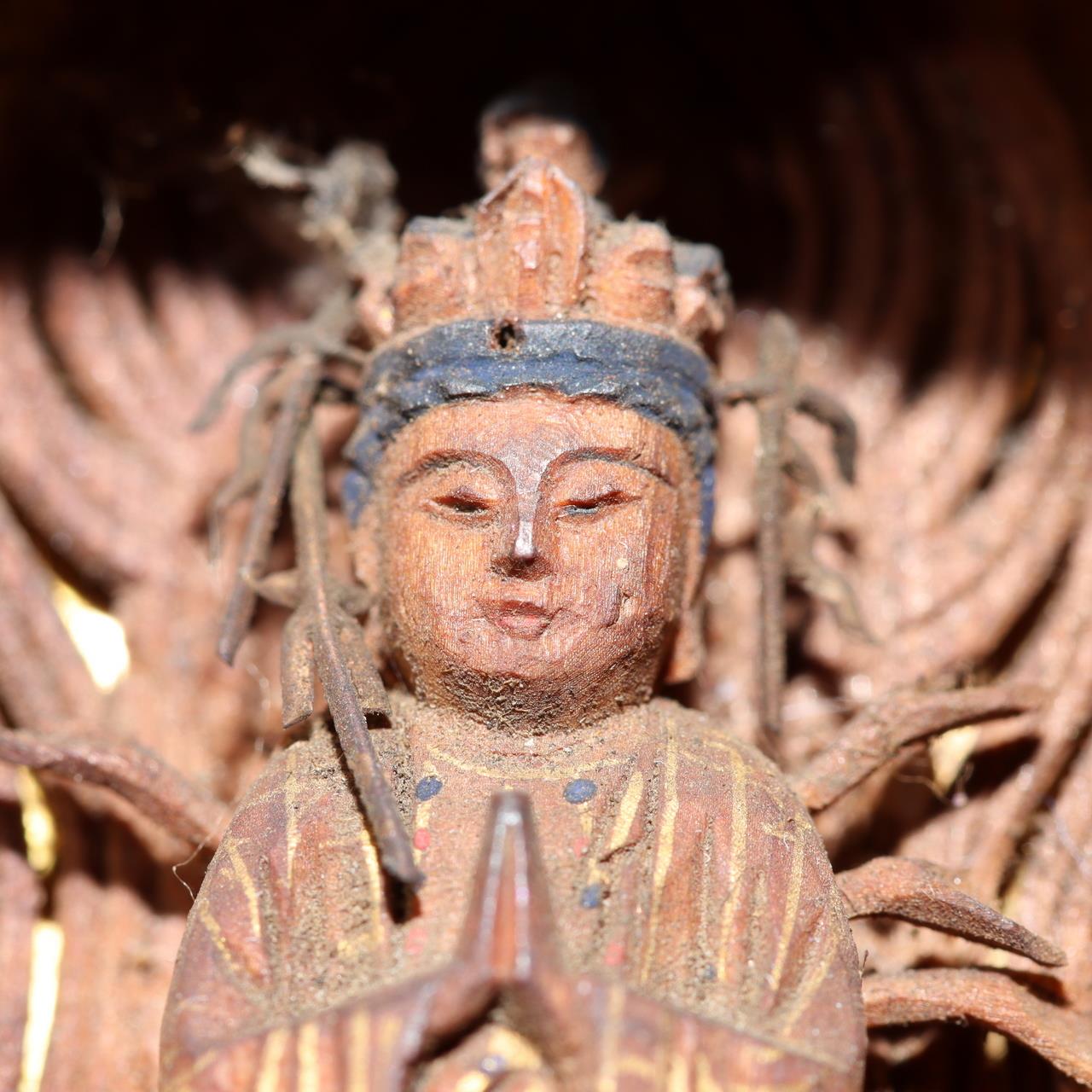 Japanese Wooden Amitabha Buddha Statue Amida Nyorai Zushi WB1983